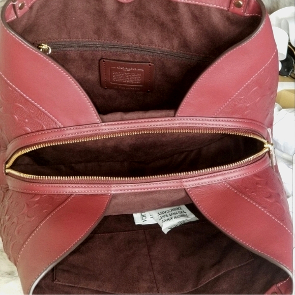 New COACH SIGNATURE LEATHER SHOULDER Bag Purse Handbag - Picture 6 of 10